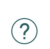 a question mark in a circle on a white background